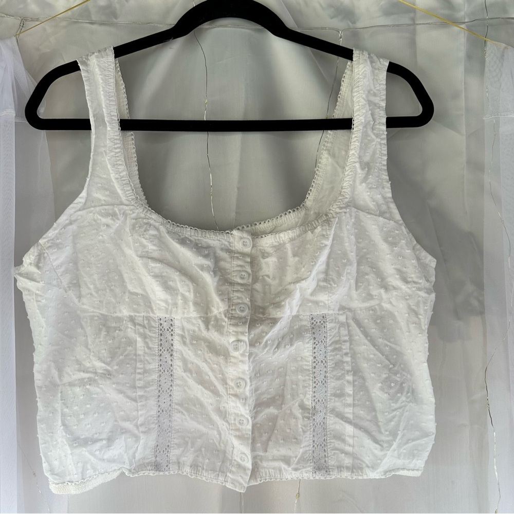 Forever 21 White Textured Sleeveless Top